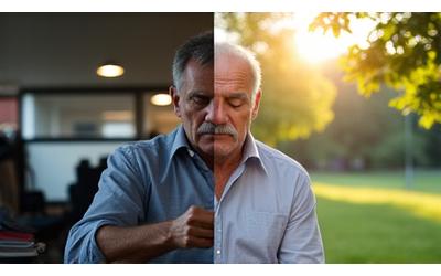 Imagen de antes y después de Roberto, mostrando una expresión tensa y otra relajada, simbolizando su reducción de estrés.