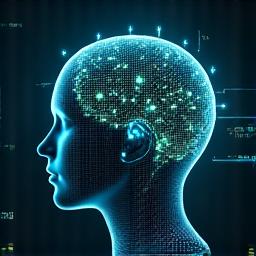 Cerebro estilizado con circuitos neuronales y gráficos de datos flotando a su alrededor, simbolizando recomendaciones personalizadas de IA.